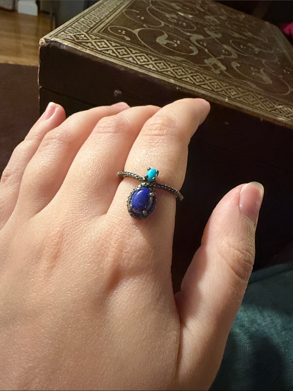 Sterling Silver Ring with Blue Stone